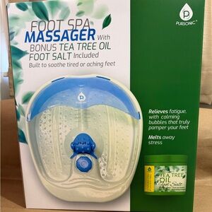 Foot Spa
Pursonic 
Foot Spa Massager
Includes Tea Tree Oil Foot Salt
New in Box